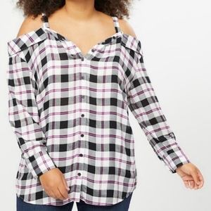 Lane Bryant Plaid Off Shoulder Tunic sz 22/24